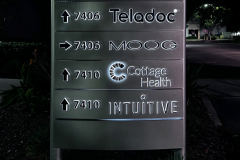 7402 Hollister Ave. Property Management Multi-Tenant Wayfinding Directory Sign at Night by Dave's Signs.