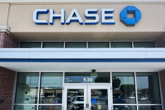 Chase bank exterior sign at a branch in Santa Paula, California