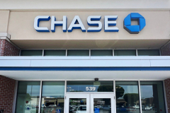 Chase bank exterior with dimensional logo signage in Santa Paula, California