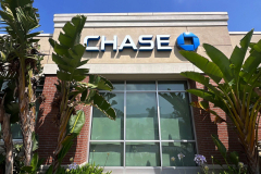 Chase dimensional logo sign on commercial building in Santa Paula, California