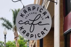 Ventura Sign Company Dave's Signs completed this blade sign for Kaapicat Cafe.