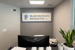 Mardirossian Akaragian LLP Office Lobby Sign by Dave's Signs.