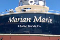 Marian Marie Custom Graphic Boat Sign in Channel Islands, CA