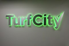 Turf City Halo Lit Channel Letter Office Sign