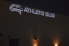 This is a photo of the Goleta Valley Athletic Club halo lit channel letter sign designed, fabricated and installed by Dave’s Signs. Goleta Valley Athletic Club is located in Goleta, CA.