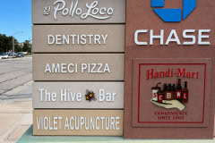 Multi tenant monument sign with tenant panels for The Hive Bar in Simi Valley, California