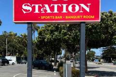 Pizza Station Restaurant Pylon Lightbox Sign, Ventura, CA