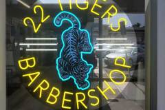 22 Tigers Barbershop Custom Neon Sign Closeup