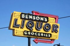 Benson's Liquor Neon Pole Sign Los Angeles. Neon Sign Renovation