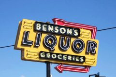 Benson's Liquor Neon Pole Sign Los Angeles. Neon Sign Renovation