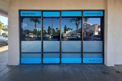 Kumon custom window graphics on a storefront in Goleta, California