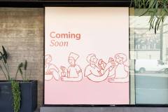 Alfalfa Temporary Coming Soon Custom Window Graphic Signs, Santa Monica, CA