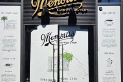 Menotti’s Coffee Stop window and door graphics in Los Angeles, California