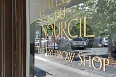 Custom Window Graphic Gold Lettering Closeup for L'atelier Du Sourcil - The Eyebrow Shop in Ojai, CA