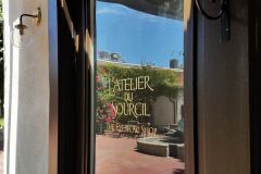 Custom Gold Door Glass Lettering for L'atelier Du Sourcil - The Eyebrow Shop in Ojai, CA