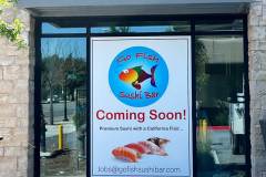 Temporary window graphic sign for Go Fish Sushi Bar in Thousand Oaks by Dave's Signs