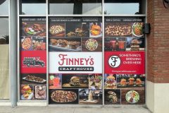 Temporary window graphics for Finney's Crafthouse in Brea by Dave's Signs.