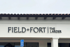 Field + Fort The Larder dimensional lettering on storefront facade in Carpinteria, California