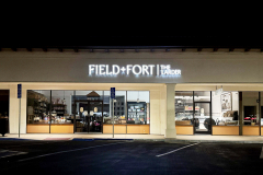 Illuminated Field + Fort The Larder storefront sign in Carpinteria, California