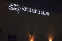 This is a photo of the Goleta Valley Athletic Club halo lit channel letter sign designed, fabricated and installed by Dave’s Signs. Goleta Valley Athletic Club is located in Goleta, CA.