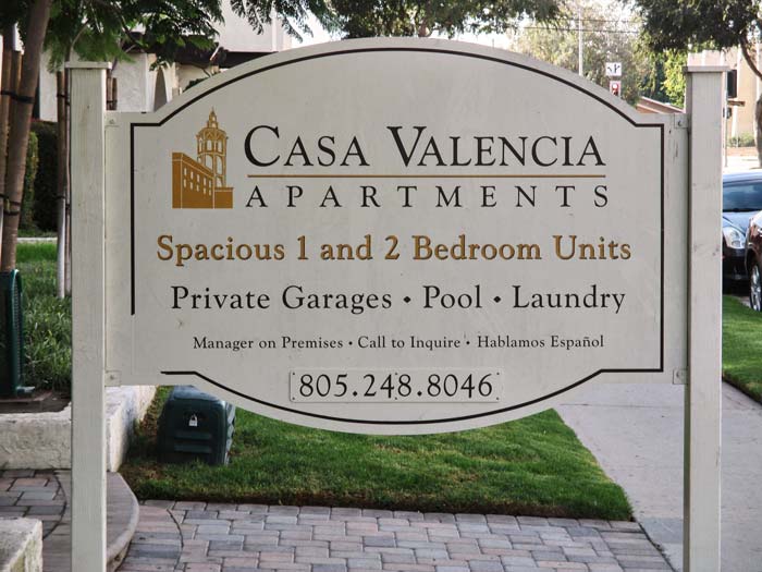 Casa Valencia Apartments Post & Panel Monument Sign