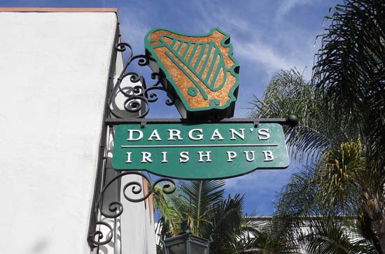 Dargans in Downtown Santa Barbara Projecting Lighted Sign