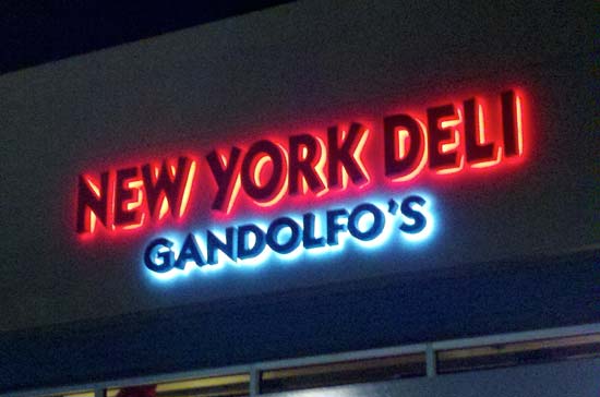 Gandolfos halo lit channel letter sign