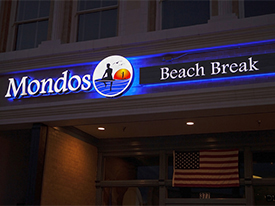 Mondo's Beach Break Iluminated Channel Letter Sign in Ventura