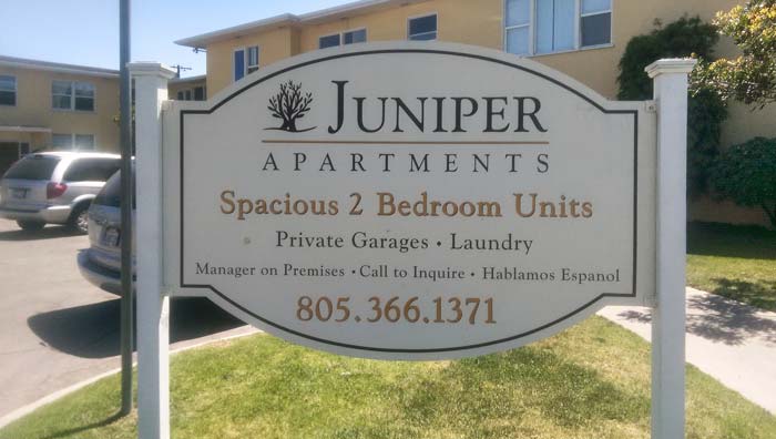 Juniper Apartments Sign