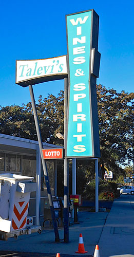 Sign Restoration Talevi's Sign Before in Goleta