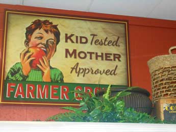 Westridge Market indoor mounted metal produce sign in Ojai, CA.