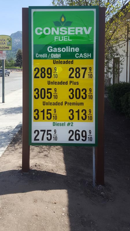 Gas Station Signs - Conserve Fuel Santa Barbara