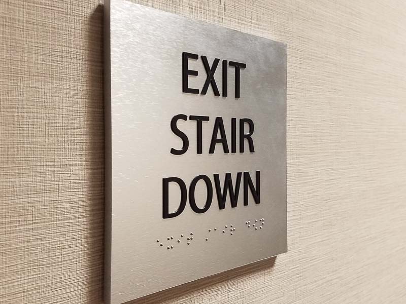ADA Signage with Braille – Exit Stair Down
