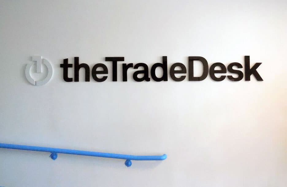 Interior branding sign at the Trade Desk in Ventura County