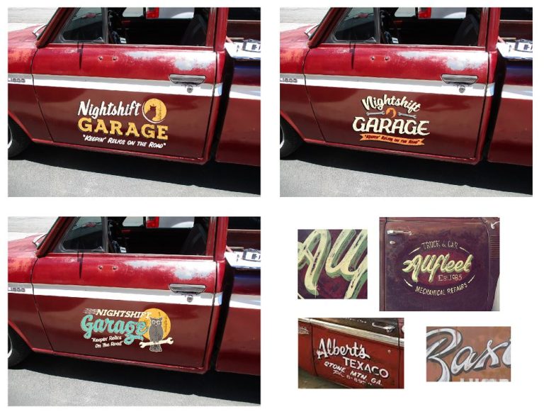 Vintage Custom Graphic Sign Design for Night Shift Garage Dave's Signs
