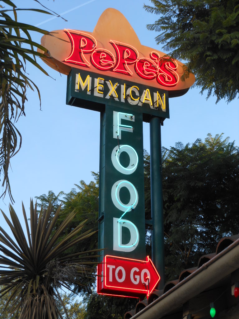 Restored Pepe's Mexican Food Neon Sign