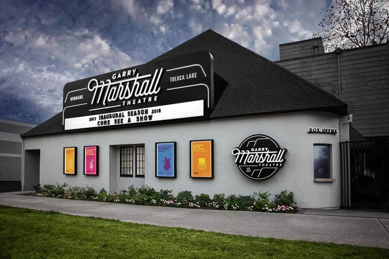 illuminated business sign for Garry Marshall Theatre