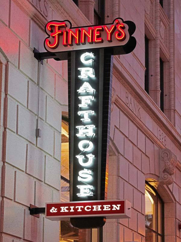 Combining lighting styles can really create that WOW Factor like this sign for Finney's Crafthouse & Kitchen.