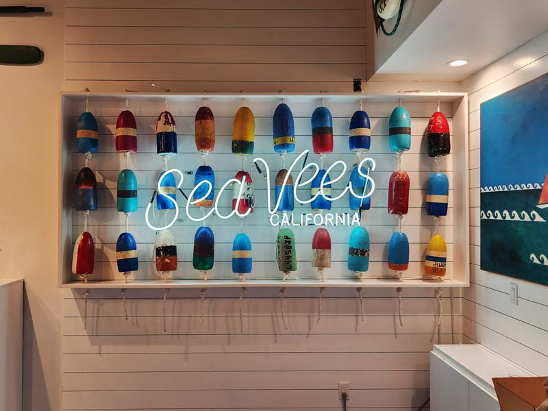 Sea Veas California indoor neon business signage shows a warm nostalgic feel in Mill Valley, CA.