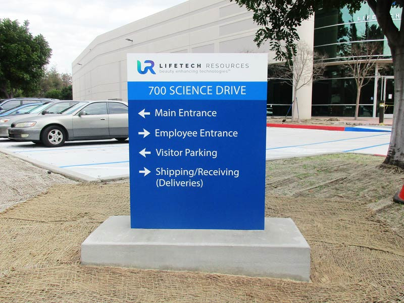 This business park wayfinding sign is part of a complex sign system we created for Lifetech Resources in Moorpark, CA.