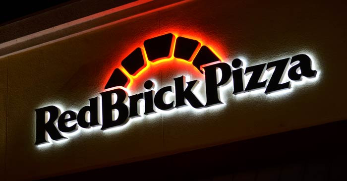 Channel letter signs are a beacon for customers like this one for Red Brick Pizza in Ventura, CA.