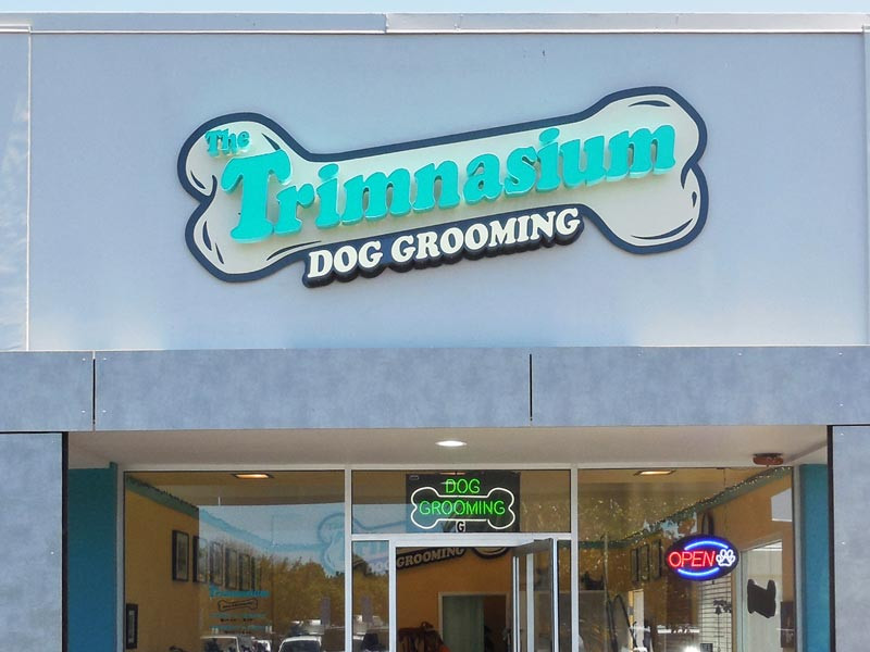Trimnasium storefront sign in Goleta, CA. One of a series of storefront signage we did for the shopping center remodel.