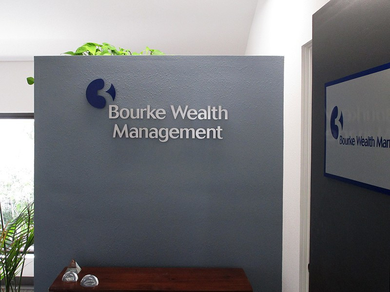 These Bourke Wealth Management office signs in Santa Barbara, CA make a great first impressions.
