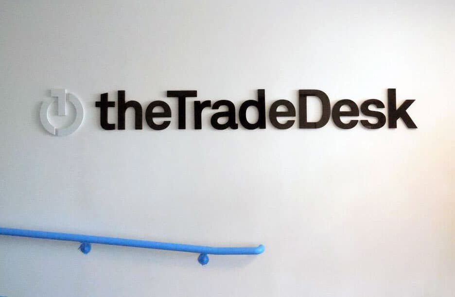 Lobby space doesn't have to be just plain white walls. Spice it up with your logo – The Trade Desk 3D sign in Ventura, CA.