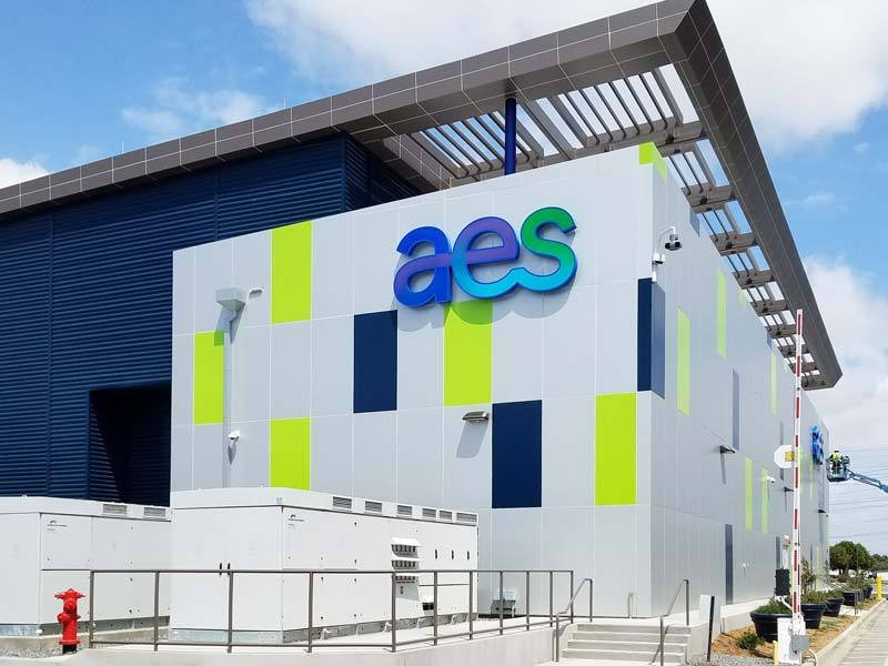 AES building sign in Longbeach, CA is another high quality sign that matches the buildings exterior colors.