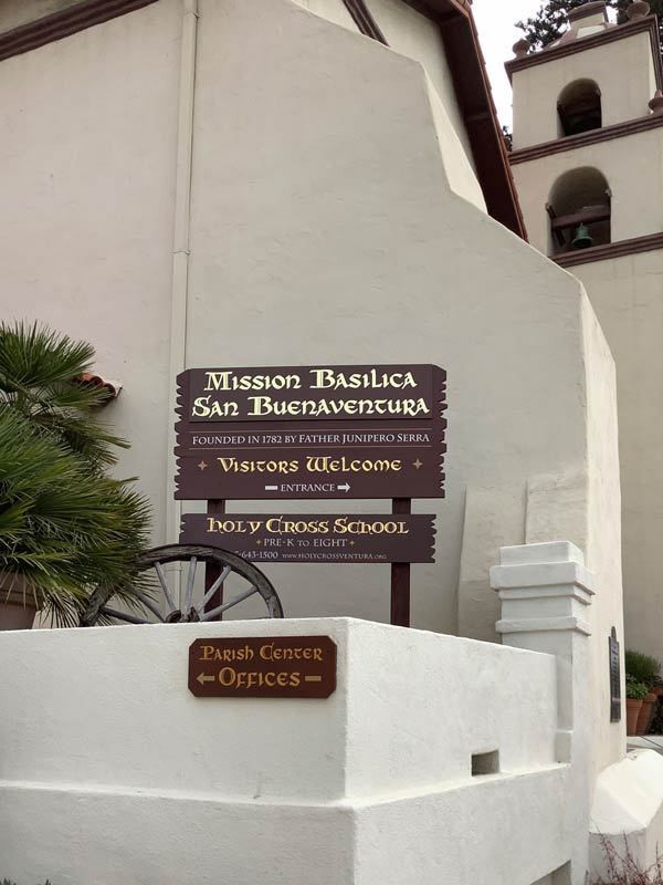 This post and panel sign for the Ventura Mission is informative yet complements the overall aesthetic.