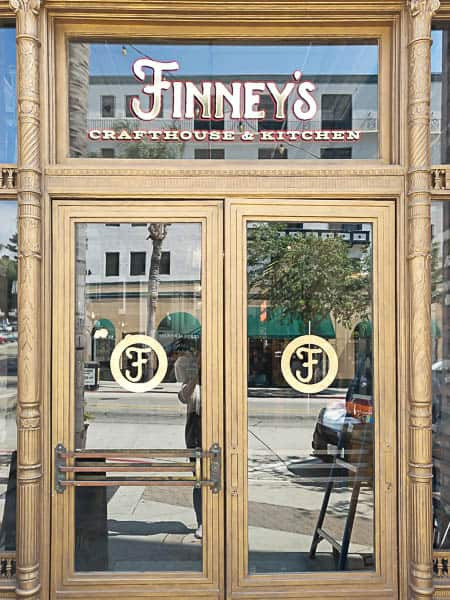Window graphics can stand on their own or complement the other signs like these on the front doors of Finney's in Ventura, CA.