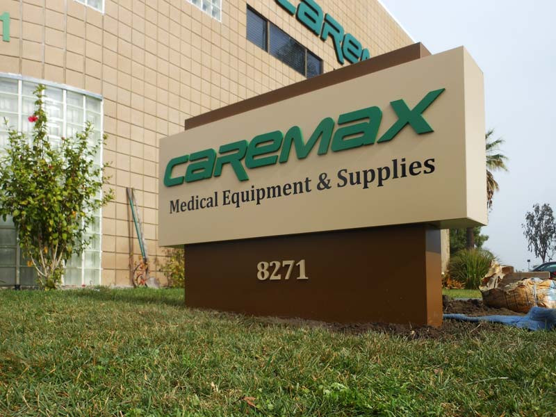 Buena Park Signs – Caremax can be easily seen from the road and uses channel letters that illuminate at night.