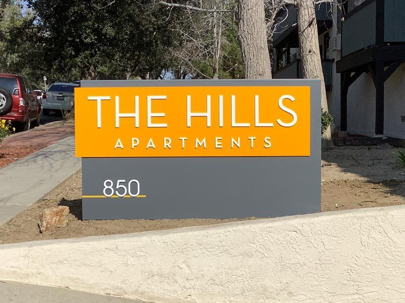 Thousand Oaks Signs - Clean yet sophisticated, apartment monument signs like The Hills are the stand outs on the block.