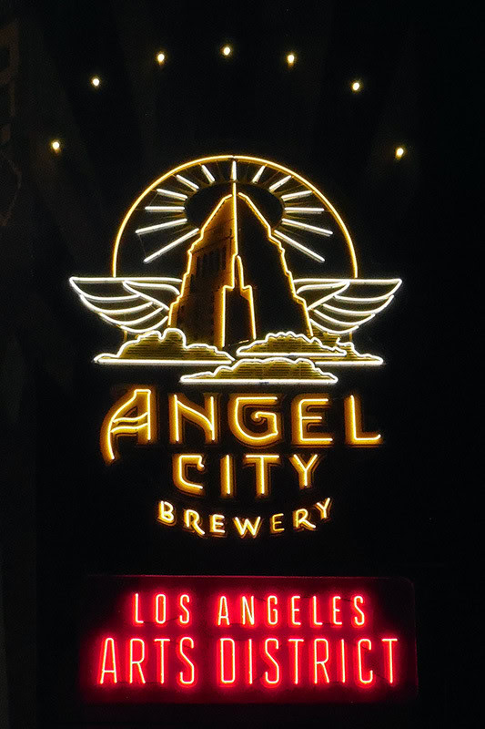 Angel City Brewery in Downtown Los Angeles. Classic neon sign with animation.